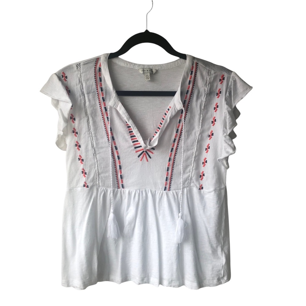 Lucky Short Sleeve Embroideried Shirt Size Small